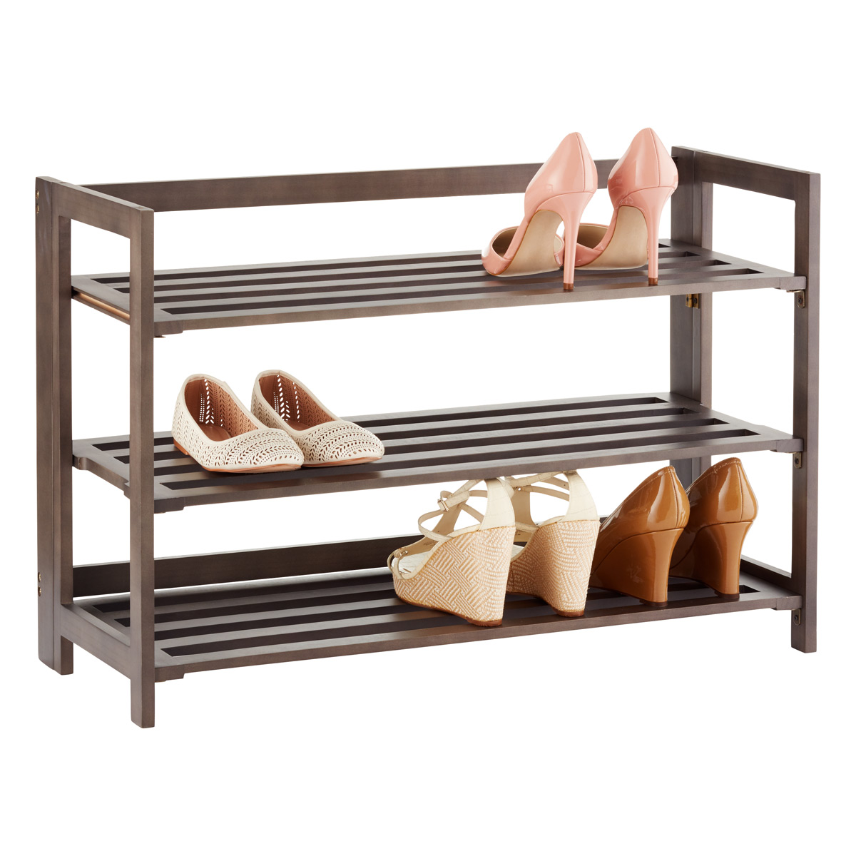 3-tier driftwood folding shoe rack ... OPQNCMU