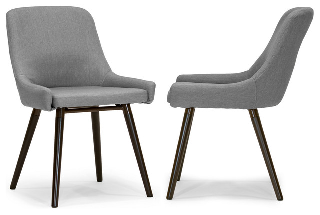 ade modern gray fabric dining chairs with beech legs, set of 2 midcentury- RKPWJEI