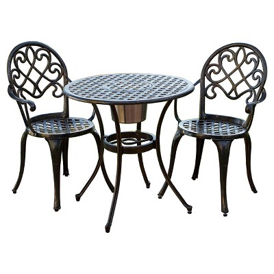 aluminum patio furniture angeles 3pc cast aluminum patio bistro furniture set with ice bucket - CMPMGZQ