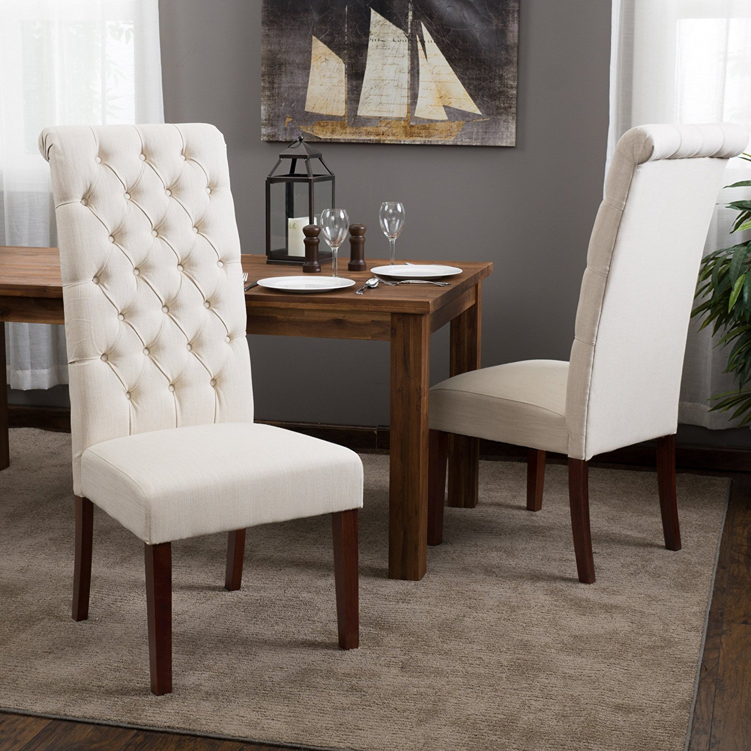 amazon.com - cooper tall back natural fabric dining chairs (set of 2) - CTHDTCN