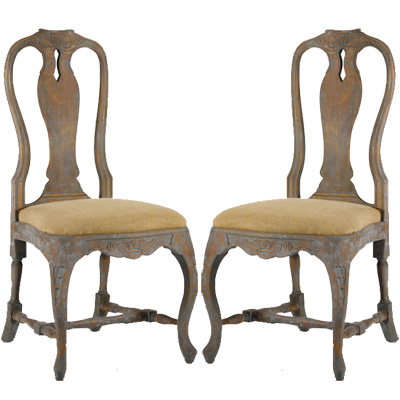 antique dining chairs weathered french blue dining chairs - pair XHLRUCF