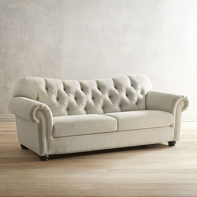 astoria pewter tufted sofa ZUJRHWC