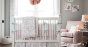 baby bedding for girls ... pink and gray rosa crib bedding LPVLJIO