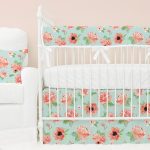 baby girl bedding mint u0026 coral floral baby girl crib bedding collection SIMFKQI