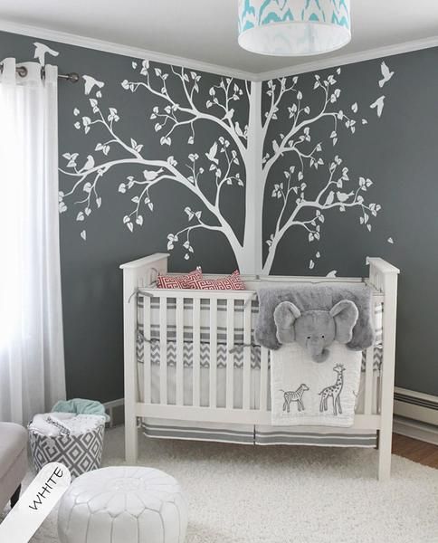 baby room decor baby bedroom home art decor cute huge tree with falling leaves and XLROACG