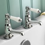 bath taps traditional twin basin sink hot and cold taps pair chrome bathroom faucet RLEFYOM