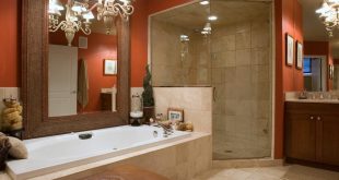 bathroom colors rich mahogany with white and gray WJPQTEH