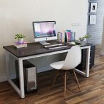 bedroom desk modern walnut wooden u0026 metal computer pc home office desk / study VOJWMFE
