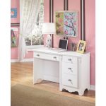 bedroom desk white student desk with drawer and cabinet with nickel knobs AFWDEHR
