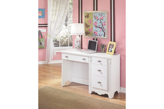 bedroom desk white student desk with drawer and cabinet with nickel knobs AFWDEHR