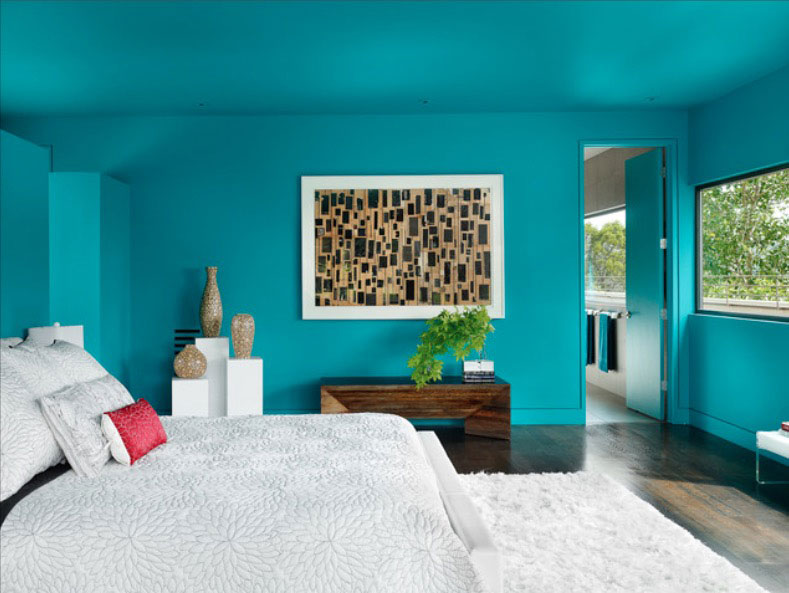 bedroom paint ideas bold turquoise DXRFNSJ