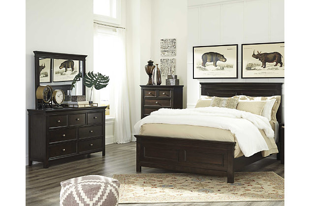 bedroom sets dark brown alexee 5-piece king bedroom view 1 ZRFUPAL