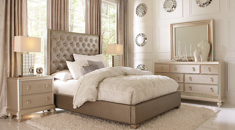 bedroom sets sofia vergara paris silver 5 pc king upholstered bedroom - king bedroom FBDACKG