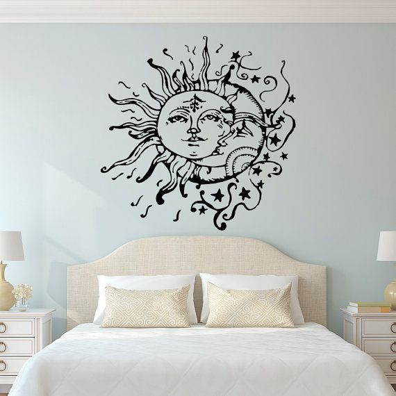 bedroom wall stickers sun and moon wall decal- sun moon and stars wall decals ethnic RPGNJWA