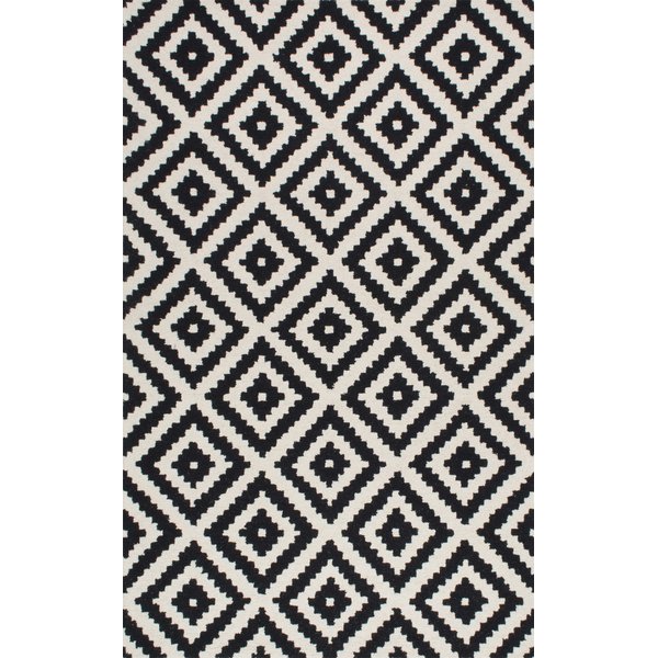 black and white rug mercury row obadiah hand-tufted black area rug u0026 reviews | wayfair FAFHGXM