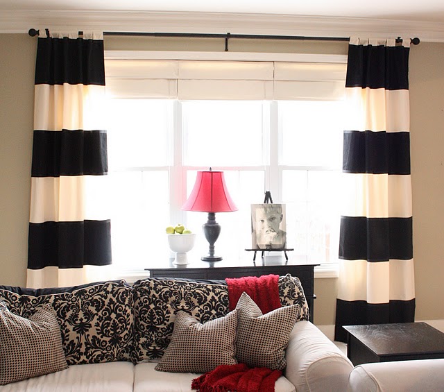 black and white striped curtains diy black u0026 white striped curtains {the yellow cape ... ZNNSGJW