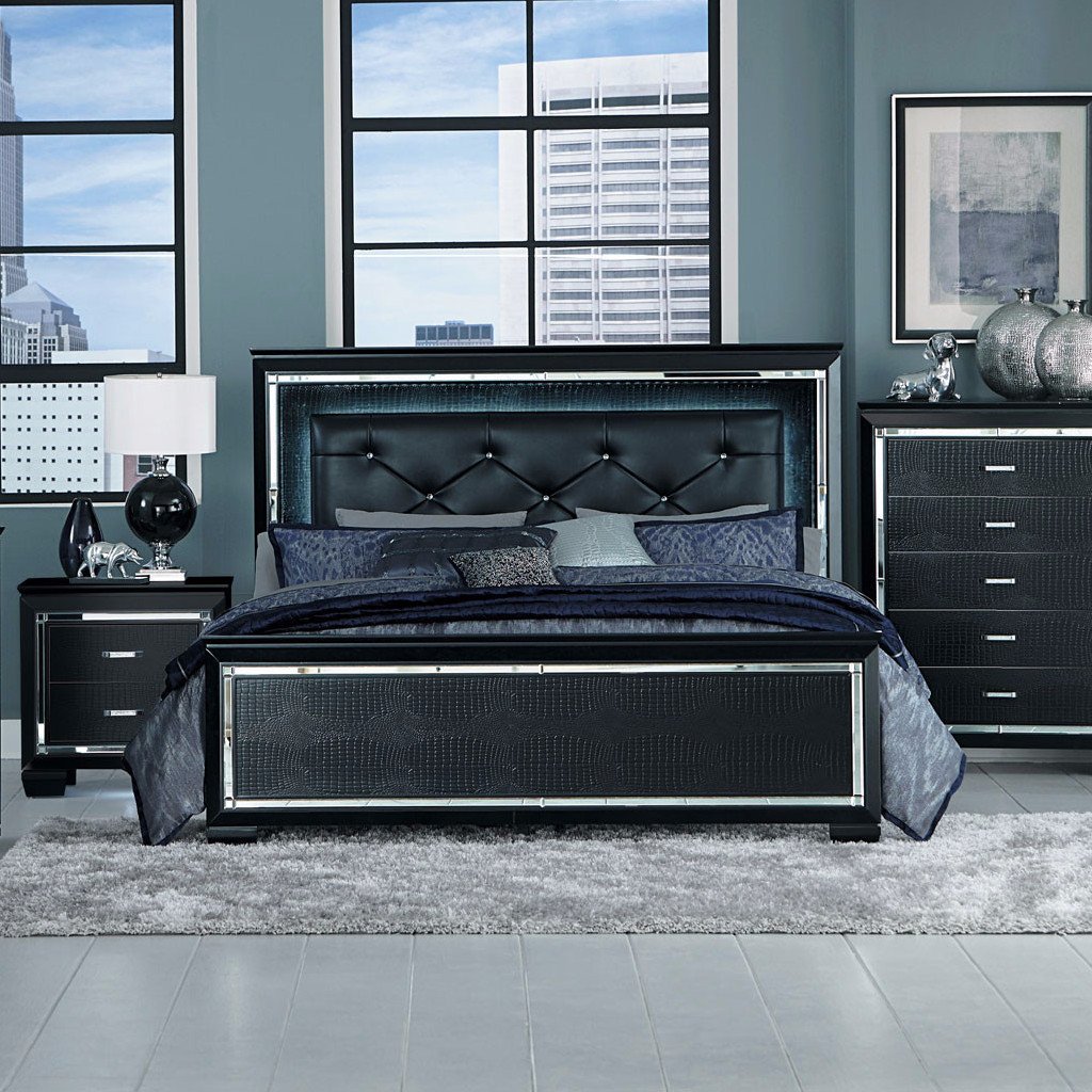 black bedroom sets allura - black bedroom set, bedroom set - adams furniture ... SVODFKL