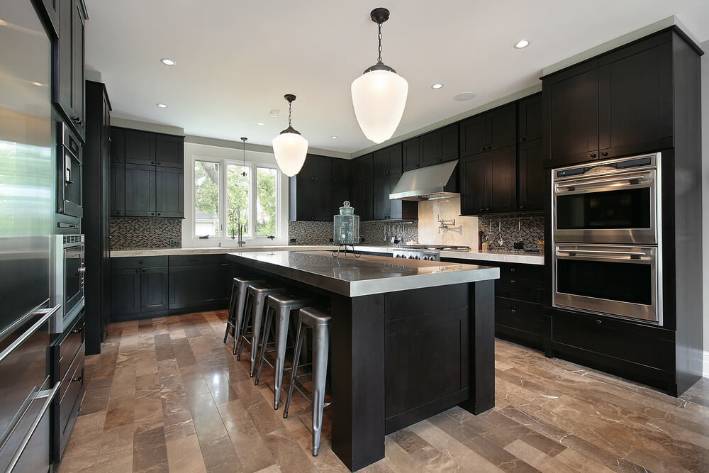 black kitchen cabinets black modern kitchen cabinets with stainless steel accent HASNAFA