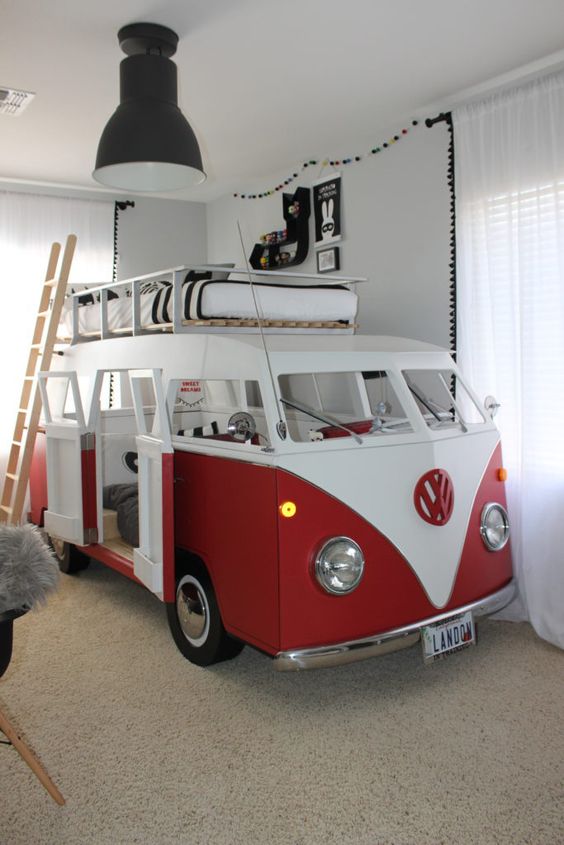 boys beds red vw van bed for two boys, one bed on the roof, the DAYWRCI