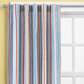 boys curtains: boys multi colored striped curtain panels - 63 construction  curtain JQMRDTU