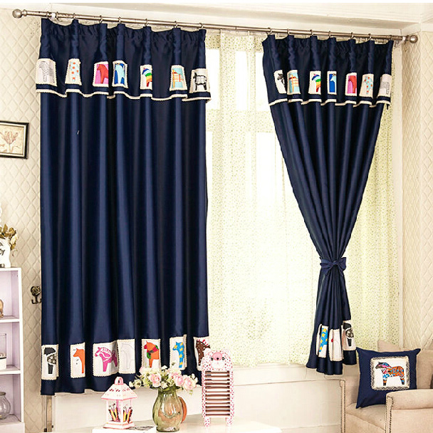 boys curtains lovely horse patterned dark blue blackout kids curtains STXTUUI