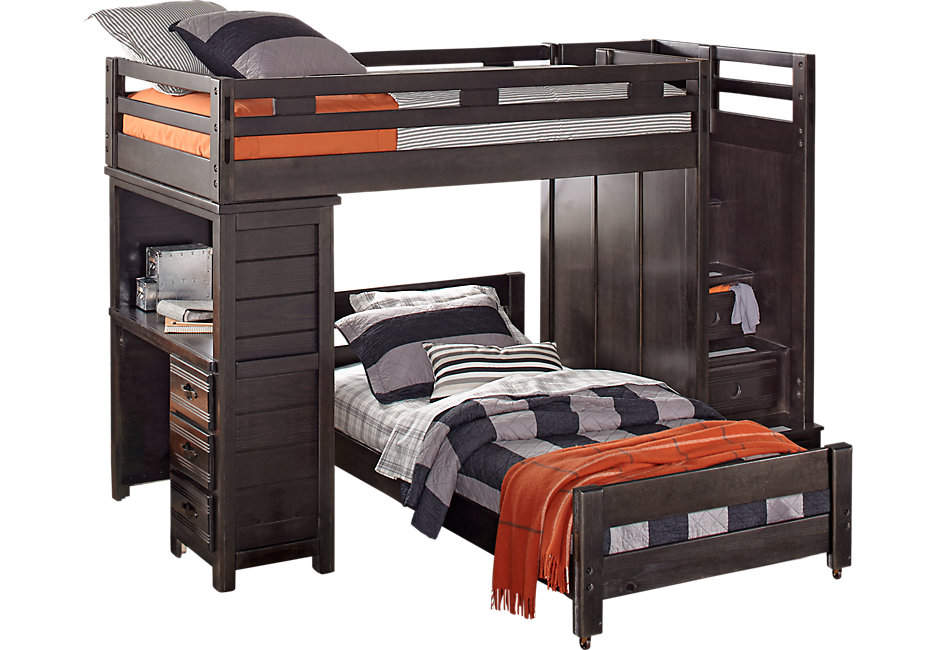 bunk beds creekside charcoal twin twin step bunk bed with desk - beds colors JTTRIGL