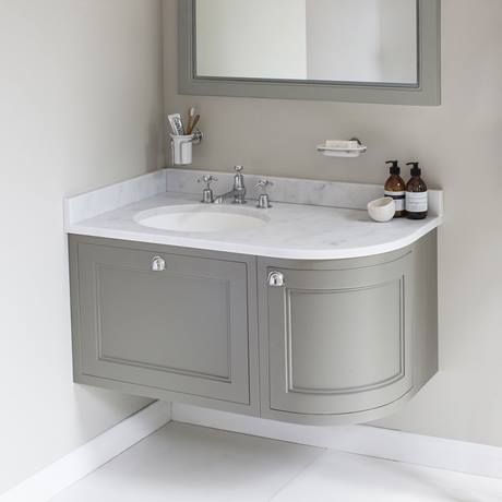 burlington wall hung 100 curved corner vanity unit u0026 minerva worktop with KZGPBTL