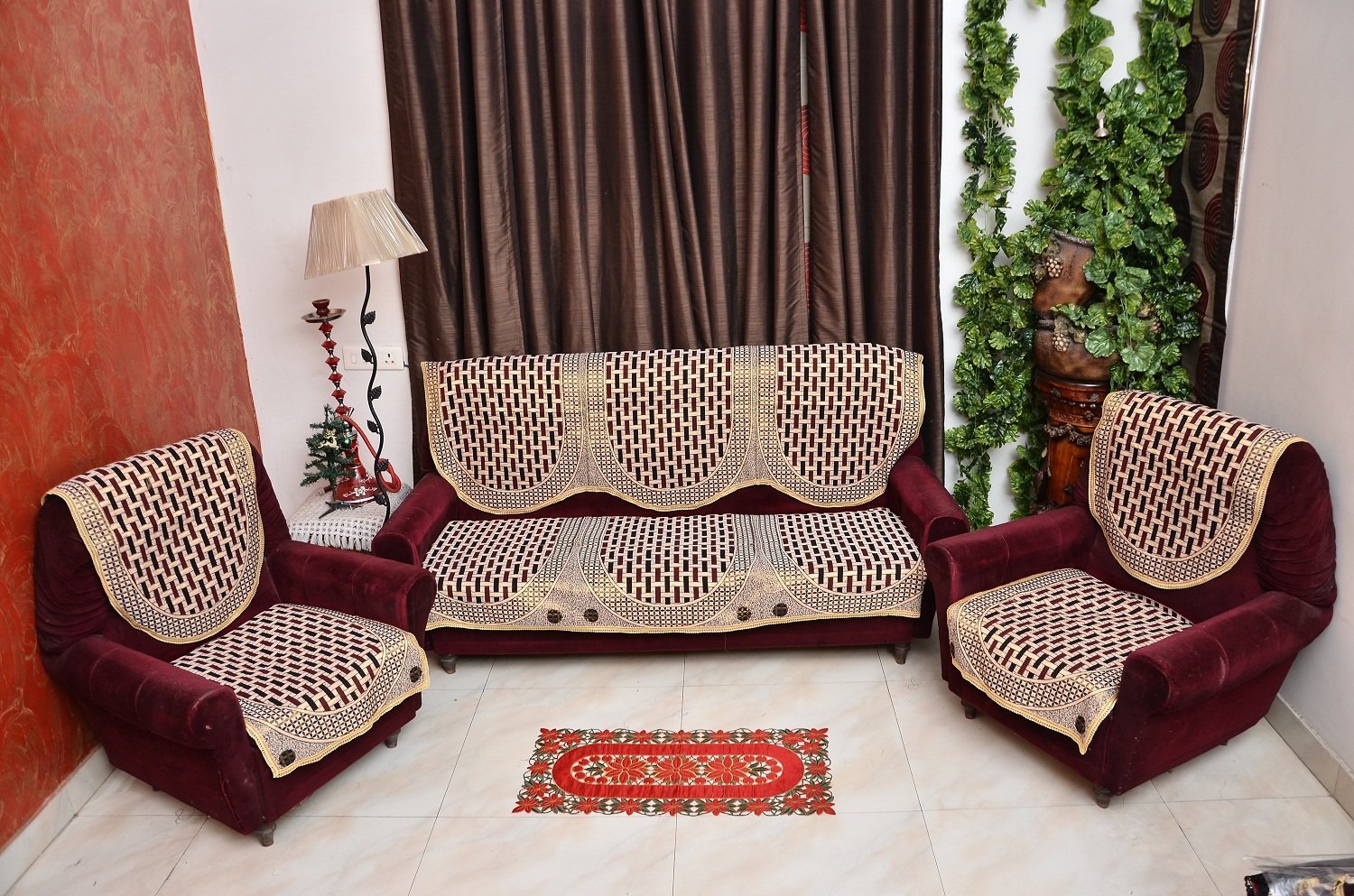 buy rshp 5 seater maroon coffee cotton sofa cover online at low prices VBDFWEM