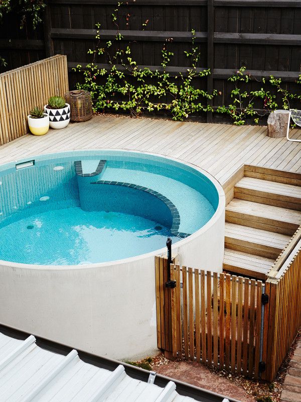 central courtyard with new concrete plunge pool. pop u0026 scott pot, and RHEXHST