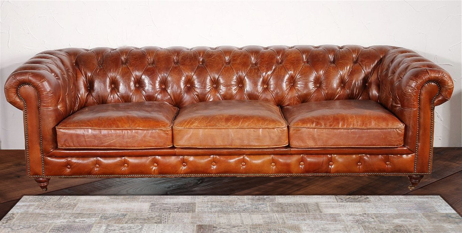 chesterfield furniture chester bay tufted genuine leather chesterfield sofa YMNORYI