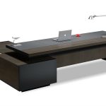 contemporary office table in leather u0026 wood: bossu0027s cabin ONXDKWL