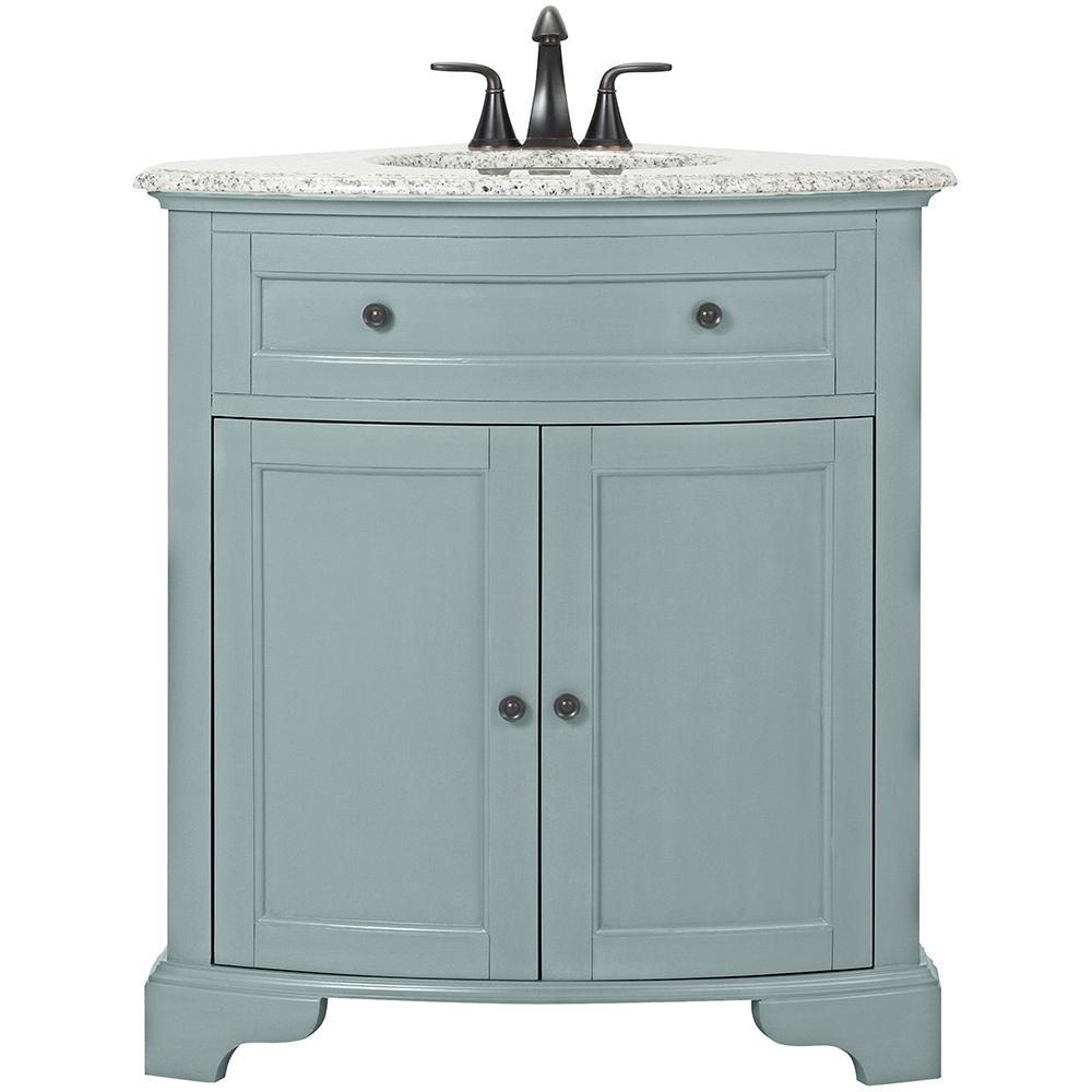 corner vanity home decorators collection hamilton 31 in. w corner bath vanity in sea TXJFZCS