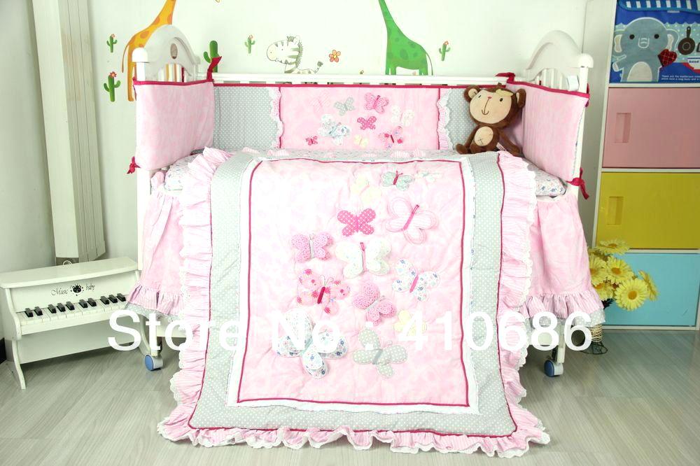 cot bedding sets baby bed bedding patterns baby crib linen sets new embroidered 3d pink DWGOQOH