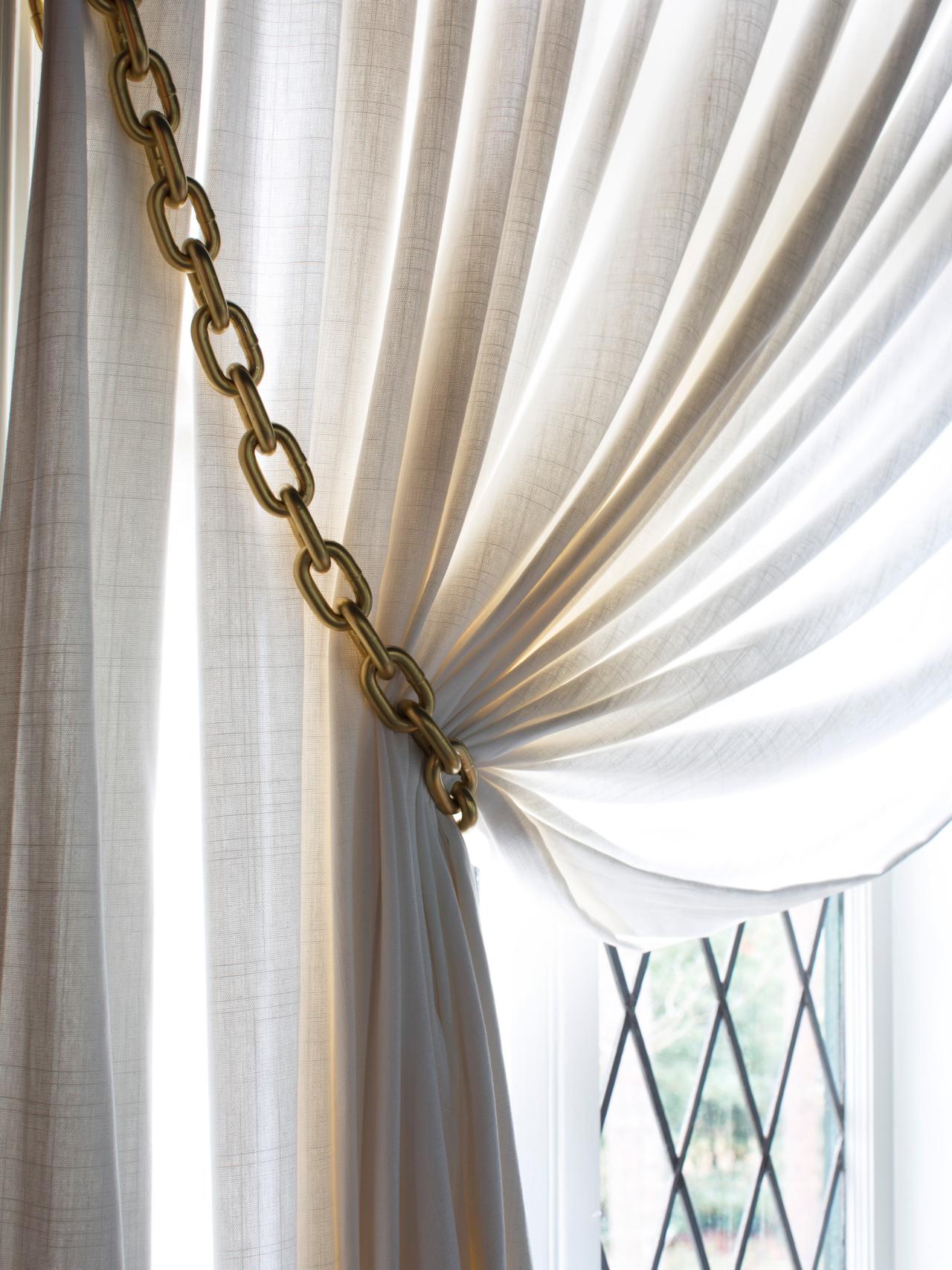 curtain tie backs how to make gold chain curtain tiebacks SOVJGMI