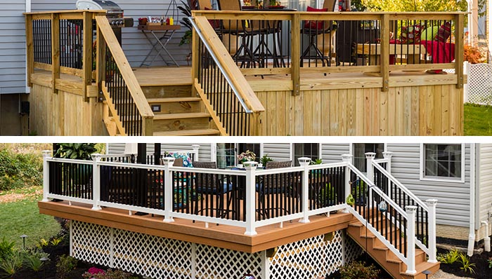 deck designs: wood deck and composite deck. NPRHLJY