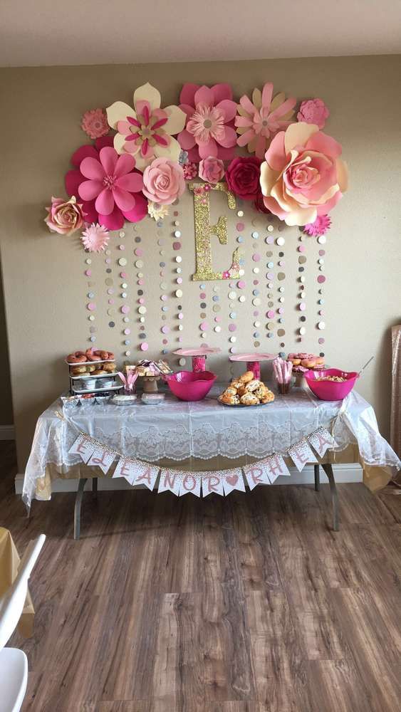 decoration ideas pink and gold baby shower party ideas IXBDGCM