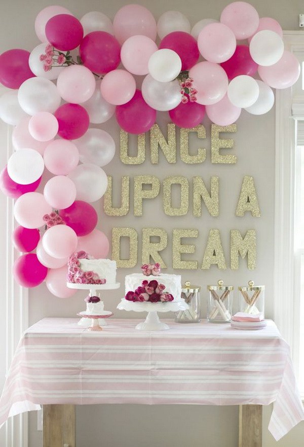 decoration ideas pink themed balloon decoration for birthday party GDDCITW