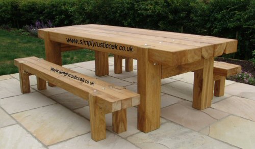 elegant oak garden furniture rustic oak garden table oak beam handmade  bespoke VHOJRIT