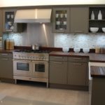 ex display kitchens contemporary country style beige grey vertical grooved panel kitchen with  range cooker, HCLJGIA