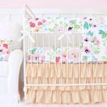 fairy tale floral peach ruffle baby girl bedding YWFOBGX