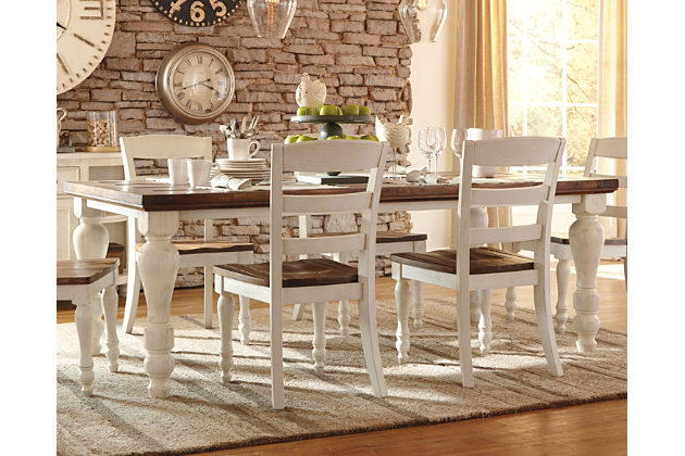 farmhouse dining room table two-tone marsilona dining room table view 1 UYGGZGO