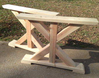 farmhouse trestle table legs, x-frame table legs, wood table legs, wide KVIWWIF
