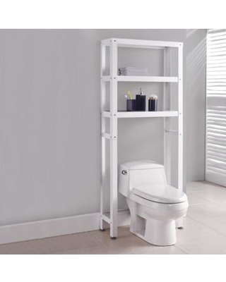 flat metal 2-tier bathroom space saver in white shelf MKHRAPP