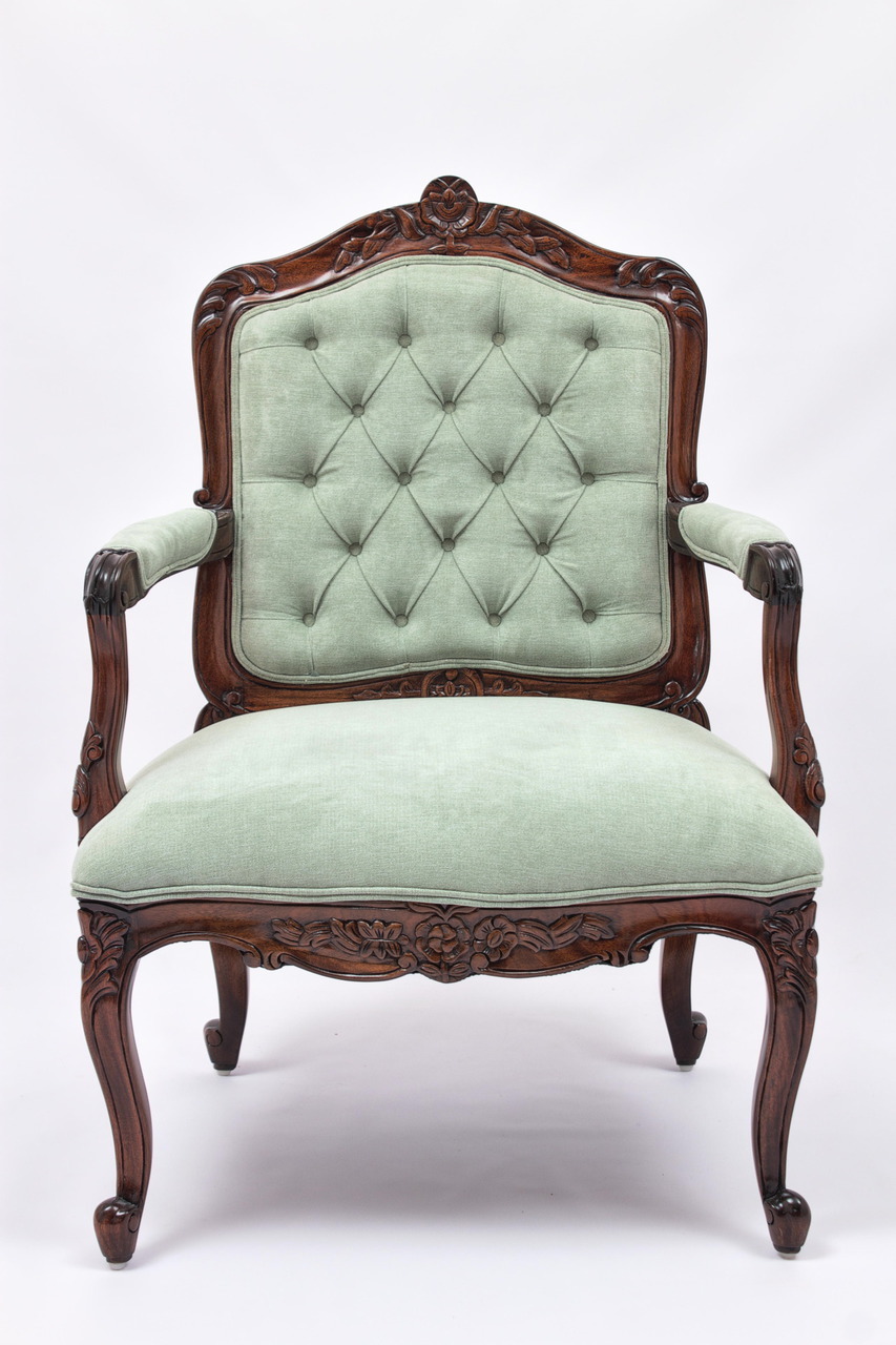 french provincial furniture louis xv armchair with tufted backrest HDPVBRO