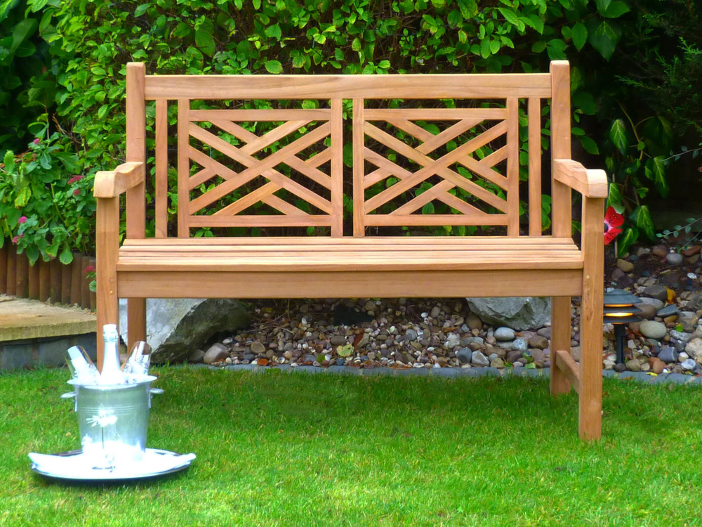 garden benches oxford cross weave back teak bench 120cm teak bench cross weave back OLSRHIT