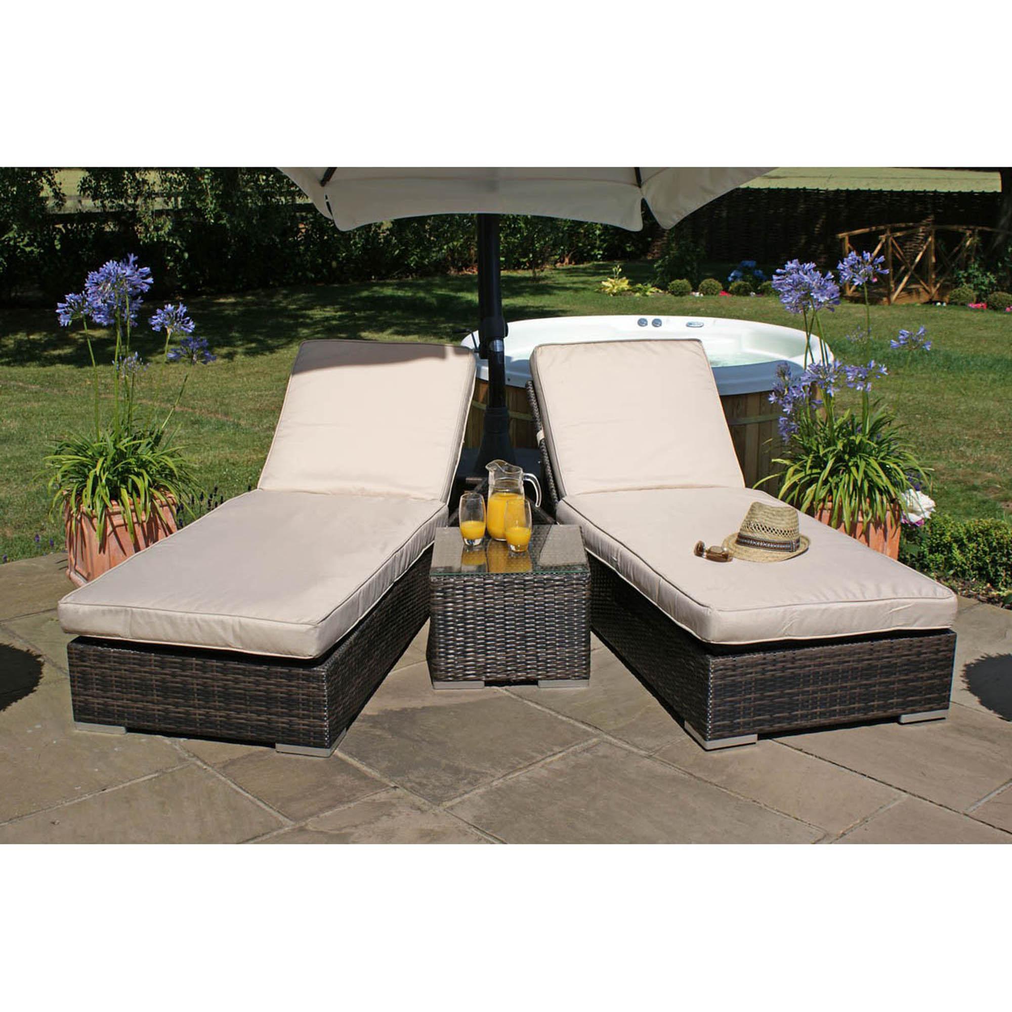 garden loungers maze rattan orlando brown set of 2 sun loungers. loz_exclusively_online CGMHTXJ