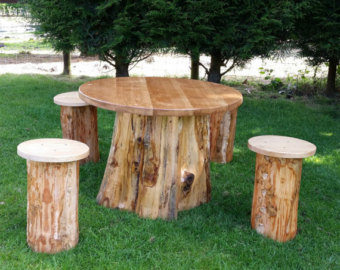 garden table woodland- hand crafted garden furniture set FKZVWOK