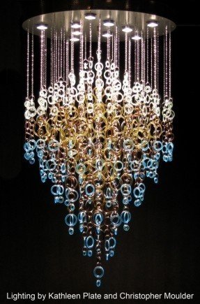 gorgeous recycled glass chandelier by kathleen plate of smart glass OWBHKFZ