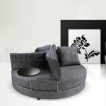grey fabric modern adjustable circular sofa w/end table BALOMGE