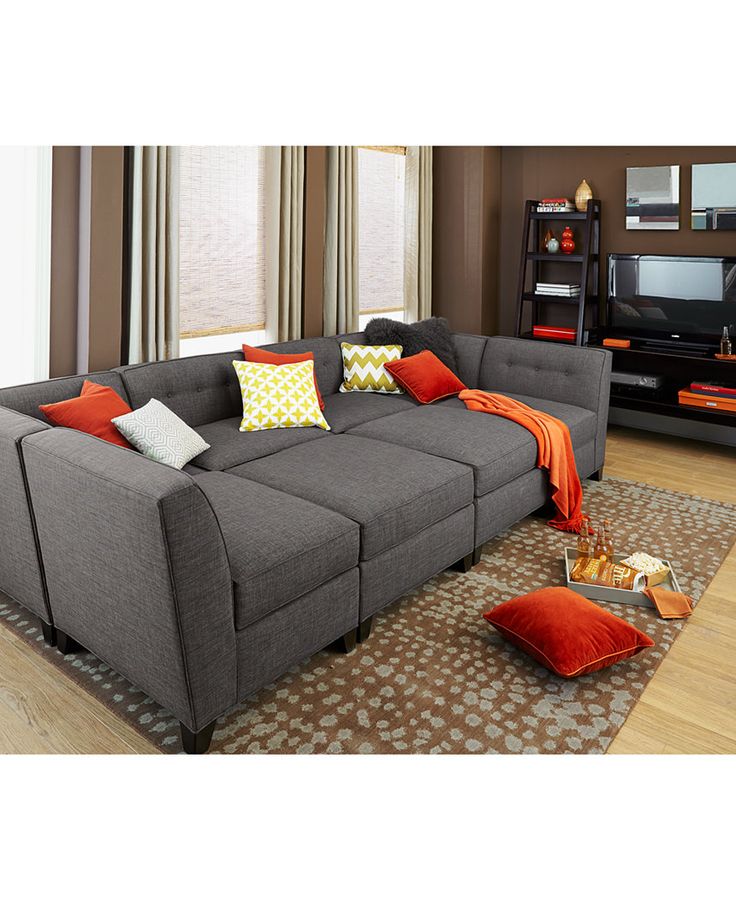 harper fabric 6 piece modular sectional sofa with chaise u0026 ottoman - custom XNHNQCL